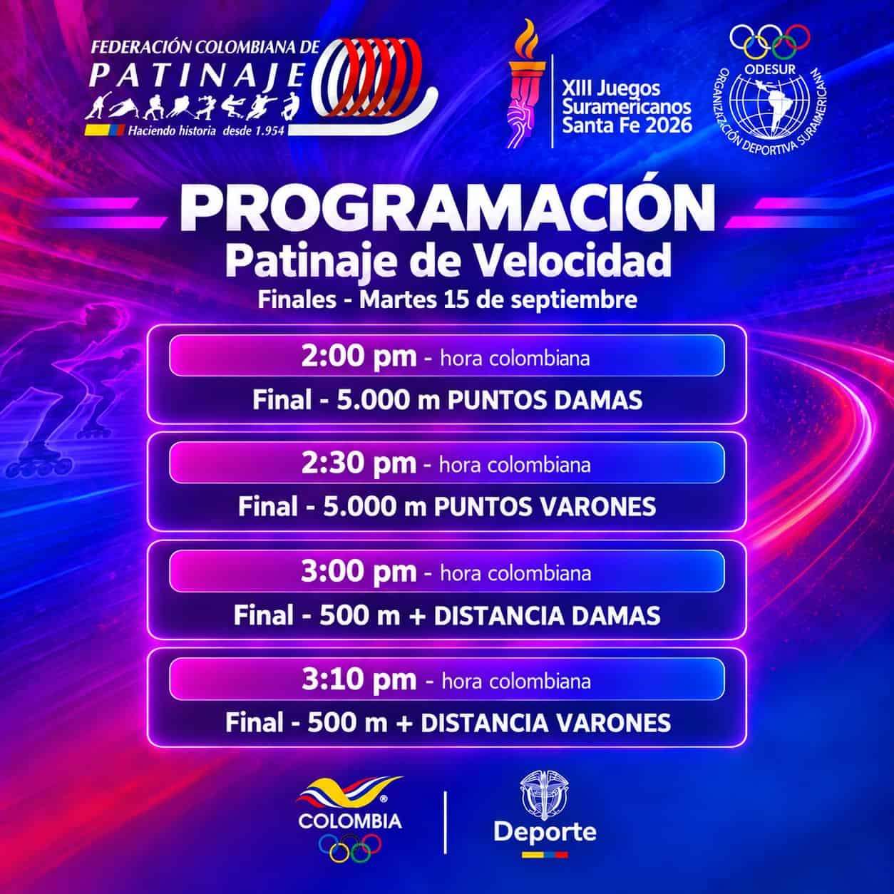 patinaje-de-velocidad-colombiano Colombia arrasa con cuatro oros en el patinaje